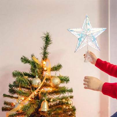 Christmas Tree Top Star, Iron Hollow Out Christmas Tree Topper Christmas Tree Ornament