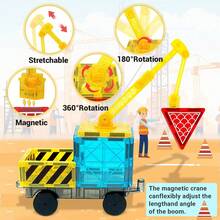 Magnetic Blocks Road Set With Magnet Crane Car Toys, Construction Toys For Kids , Creative Magnetic Building Blocks Toddler Toys, Gifts For Boys & Girls,Accessories Random Color