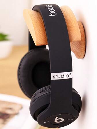 胡桃木耳机挂架 - 桌面/墙壁两用耳机支架，带弧形挂钩，节省空间，适用于办公室、游戏环境，兼容耳机和耳麦（无需螺丝/安装简便）