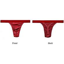 Men's Satin Stretch Support Wide Waistband Satin Briefs Thong G-String 4 Pcs/PackChristmas C8QJ - Quần lót dây kiểu 8 - Xem 5