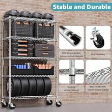 5 - Shelf Storage Shelves, Wire Shelving Heavy Duty Metal Storage Shelving Unit Adjustable Garage Shelving Rack Pantry Kitchen Black, 5 Tier, 17. Inch Dx 47.2 Inchx 76. Inch H - 五層置物架,尺寸:深 17.7 英吋 x 寬 47.2 英吋 x 高 76.7 英吋 + 鍍鉻 - 查看 5