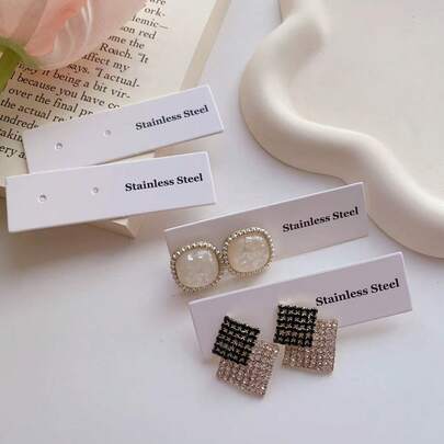 25/50/100Pcs Earring Presentation Cards With "Stainless Steel" Printed On Them, Earring Classic White Jewelry Holder, Retail Packaging