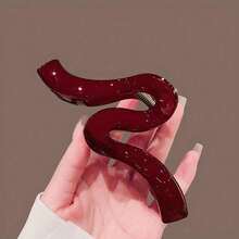 1PC Burgundy Acrylic Hair Clip For Women Elegant Wine Red Statement Piece Minimalist Bohemian Vintage Style Hypoallergenic Lightweight Hair Accessory For Wedding Party Beach Vacation Gift For Her - 酒紅色 - 查看 3