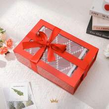 Large Red Christmas Gift Box With Window, 13.5x9x4.1 Inches Clear Mothers Day Gift Box For Present Contains Ribbon, Card, Bridesmaid Proposal Box Witagnetic Lid (Glossy Red),30187504 - 紅色 - 查看 6