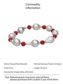 1 pieza Pulsera de perlas de moda, pulsera de perlas barrocas naturales grises, elegante, única, personalizada, adecuada para uso diario, eventos, festivales, fiestas, bodas, con caja de regalo - Tipo D - Ver 7