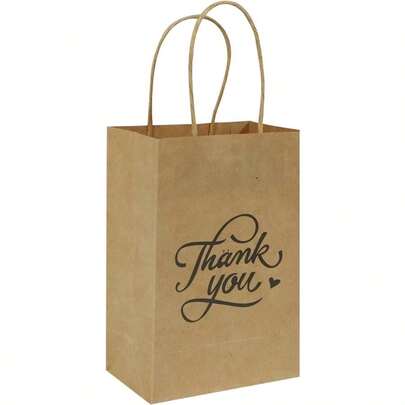 100 Pack Sturdy Small  Kraft Paper Bags With Handles Bulk Gift Bags 5.25x3.25x8 Inch Craft Grocery Shopping Retail Party Favors Wedding Bags Sacks  100pcs