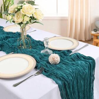 1 st veckad chiffongduk, genomskinlig duk i äggblått, lämplig för bröllop, nyår, jul, Thanksgiving, alla hjärtans dag, babyshower, dopfest, bordsdekorationer