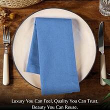 1OO% Cotton Cloth Napkins Set Of 12 – 18x18 Inch Soft & Absorbent Dinner Napkins, Reusable, Long-Lasting, Everyday & Party Use – Light Blue Color,18inchx18inch(Setof12),LightBlue - 淺藍色 - 查看 3