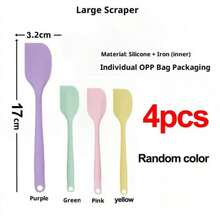 1 Set Of 4 Pieces Silicone Spoons, Flat Spoons, Stirring Spoons, For Salad, Hot Pot, Baking, Cooking - Durable And Heat-Resistant Kitchen Utensils