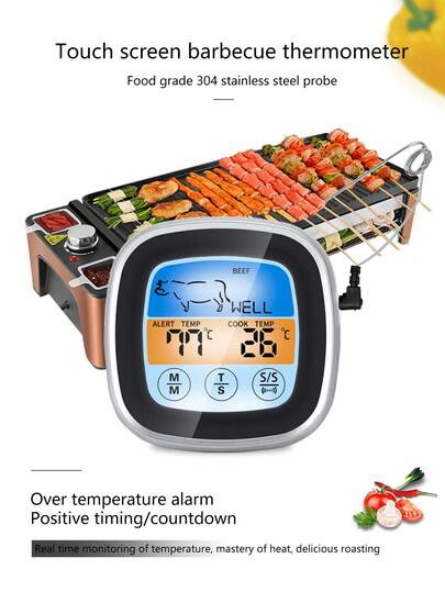 全新厨房烧烤必备食品温度计，精准数字显示，专为牛排、肉类、烧烤设计，快速读取温度，助您掌握烹饪熟度，是烹饪爱好者的理想之选。