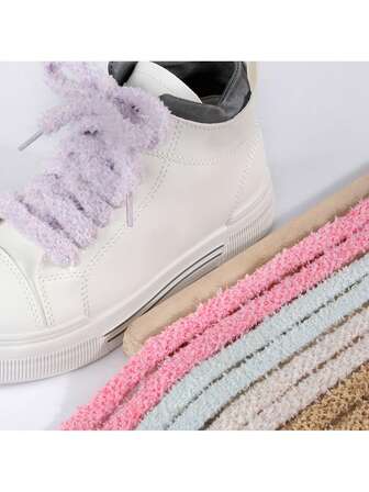 1 par de cordones de zapato gruesos tejidos, planos, lindos y coloridos con diseño de copos de nieve