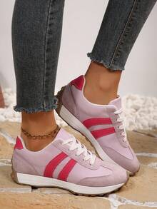 2025 New Pink Versatile Flat Sneakers, Casual Sports Shoes For Autumn/Winter - Pink - View 7