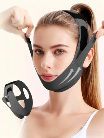 1pc V-Shaped Face Bandage Fashion Sleep Mask Facial Elastic Mask [Random Pattern]