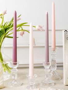 4pcs/Set Long Stem Smokeless Candles, Holiday Candles, Candlelight Dinner Candles, Home Decor, Birthday Candles, Multiple Colors Available, Romantic Wedding Party, Venue Decor, Dining Table Decor Long Stem Candles, Wedding, Christmas, Gifts (Packaging Sent Randomly) - Multicolor - View 4