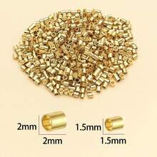 100颗1.5x1.5mm和2x2mm优雅简约镀金18K铜及加厚银色和铂金色珠子管，饰以珍珠，是制作婚礼和派对手链、项链和耳环的优质DIY配件。 - 彩色 - 查看 2