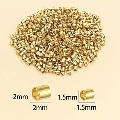 100 st 1,5x1,5 mm 2x2 mm elegant minimalistisk guldpläterad 18K koppar och tjocka silver- och platinapärlor med pärldetaljer Premium DIY-armband, halsband och örhängen för bröllop och fester