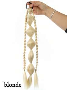 18英寸单件装合成灯笼泡泡辫马尾假发片，带弹力带，自然时尚，浅棕色/金色拳击马尾假发片，少女配饰假发 - 彩色 - 查看 8