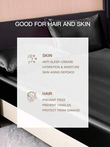 2件套高级丝滑缎面信封式枕套，柔软透气，不易起皱，呵护秀发肌肤，提升睡眠质量，不含枕芯，可机洗，通过Oeko-Tex认证，黑色 - 黑色 - 查看 6