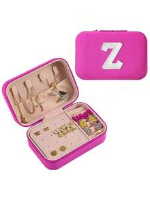 1pc A-Z Letter Jewelry Box, Bride Jewelry Box, Bridesmaid Gift Box, Mini Jewelry Box, Women's Birthday Gift, Girlfriend, Friend Gift, Christmas, Halloween, Birthday, Wedding Gift, Fashion Travel Jewelry Box, Personalized Gift - Women's Travel Jewelry Box, Teen Christmas Gift, Ring Box, Women's Gift Box, PU Leather Jewelry Box (For Rings, Pendants, Earrings, Necklaces, Etc.) - Multicolor - View 60