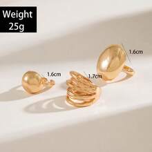 Geometric Metal Style Lava Line Ring Four-Piece Set Irregular Smooth Open Ring SetValentine's Day Gift - 28196-gold - View 4