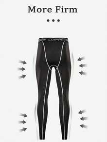 3-częściowy zestaw męskich obcisłych legginsów w stylu Boyfriend z nadrukiem liter - Czarne - Zobacz 5