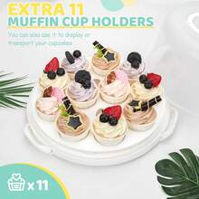 10 Inch Cake Carrier With Lid, Plastic Cake Storage Container & Cupcake Keeper, 2-Sided Base With Handles For Transporting Cakes, Cookies, Fruits, Party, Potluck - 白色 - 查看 3