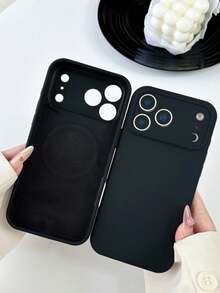 Luxury Liquid Silicone Magnetic Phone Case With Wireless Charging Support, Smooth Touch, Compatible With IPhone 17 Pro Max, 17 Pro, 17 Air, 17, 16 Plus, 15, 14, 13, 12 Pro Max, 11 - Black - View 3