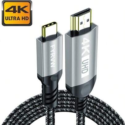 4K USB C To HDTV Cable 4K/30Hz USB Type C To HDTV Cord For Laptop PC IPad Galaxy S22 Note 20 Smartphone TV IPhone15 To 4K HDTV Cable