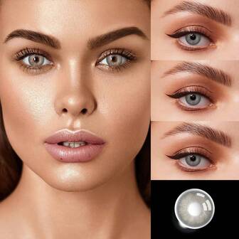 1 par grå mjuka färgade kontaktlinser 14,2 mm 1 år engångs 2 st högkvalitativa linser