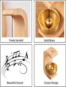 木质风铃门铃，无线免电池门铃 - 无需电源的入户门铃，家居装饰悬挂风铃，日式门铃，入口报警铃，装饰性悬挂铃铛。磁性木质风铃，适用于花园、餐厅和房间。