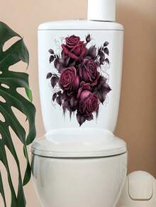 Purple Flower Bathroom Toilet Seat Decal, Creative Waterproof Toilet Cover Decoration - Multicolor - View 11
