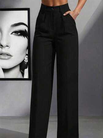 Plus Women's Button Folded Loose Casual Pants