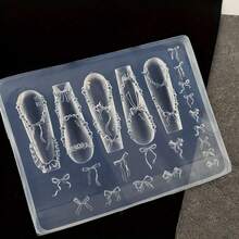 1个高透明度3D裙子硅胶模具 - 花卉蕾丝和蝴蝶图案DIY工艺模具，适用于树脂饰品、手机壳装饰、美甲 - 优雅长方形设计