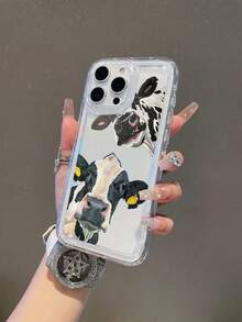 1pc Cow Pattern, Air Cushion Transparent Anti-Drop Phone Protective Case, TPU Material, Suitable As Holiday Gift, Compatible With Apple XS/XS Max/XR/11 12 13 14 15 16 Pro/Pro Max/14 15 16 Plus/17, Unisex, Also For Samsung Phones - Clear - View 1