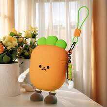 1pc Cute 3D Carrot And Radish-Shaped Storage Bag - Reusable Mini Earphones, Coin, Key Holder With Expressive Eyes And Cheeks - Durable And Portable Organizer, Money Bag, Keychain, Adorable Accessories, Vegetable Design, Lightweight Small Bag, Soft Material, Small Wallet, Perfect For Electronics Users, - Multicolor - View 14