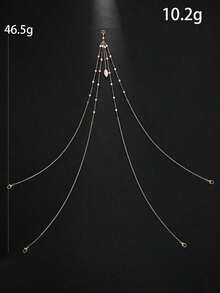 1pc Gold Sexy Bikini Body Chain, Faux Pearl Delicate Waist Chain, Club Party Jewelry For Women - 黃金2 - 查看 2