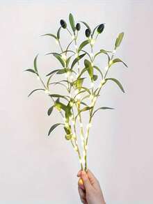 1个LED人造橄榄枝灯 - 现代装饰灯，LED仙女灯，电池供电盒，适用于婚礼、生日、室内、派对、咖啡馆、家居、办公室、餐厅装饰 - 不含电池/花瓶 - 暖光 - 查看 11