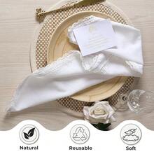 Cloth Dinner Napkins Set Of 12 Cotton Flax Fabric With Lace 20x20 Inch - Washable Fall Colors Table Linen Napkin For Christmas, Than1ks 1giving, Wedding, Cocktails Or Everyday Use - White,20inchx20inch(Setof12),WhiteLace - 白蕾絲 - 查看 5
