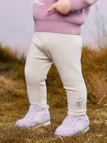 mini bala 女婴保暖打底裤，2025年冬季款，柔软弹力，舒适贴身 - 淺卡其 - 查看 2