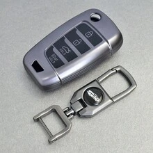 灰色 TPU 汽车折叠钥匙扣保护套，适用于伊兰特、索拉里斯、I30、I35、I40、IX35、索纳塔、圣达菲、途胜、瑞纳、赛丽斯塔、雅绅特 - 灰色 - 查看 6