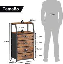 SAFONUS Buros para recamara, Burós Mesa de Noche con 4 cajones y Estante de 2 Niveles, Organizador de Tela para vestidor para Dormitorio, Armario, Pasillo, guardería, Mesa Auxiliar, Mueble Lateral - Marrón - Ver 11