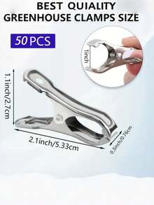 10pcs/20pcs/30pcs/50pcs Durable Stainless Steel Garden Clips, Super Grip Strength With 2-Inch Wide Opening - Rust-Resistant For Outdoor Use, Suitable For Securing Mesh - Multicolor - View 2
