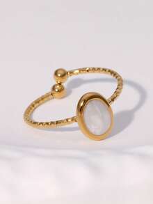 3pcs/Set Fashionable & Elegant Delicate Gold-Plated Stainless Steel Heart & Geometric Open Adjustable Rings, Suitable For Women's Daily, Party, And Date Wear