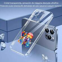 de moda transparentes, carcasa de teléfono transparente Cubierta de teléfono transparente para iPhone con diseño de medusa colorida estilo acuarela ideal para uso diario y protección elegante Prevención de caídas - transparente - Ver 3
