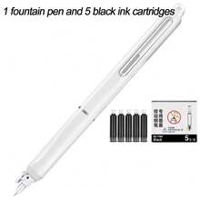 Retractable Fountain Pen Set, 0.38mm Fine Tip ,Includes 5 Black Cartridges ,No Leaking For Smooth Writing Great Gift School Office Supplies - A - View 15