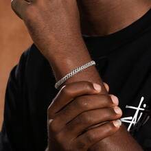 1条6毫米实心黄铜链男士手链，镶嵌冰钻锆石项链，嘻哈风格饰品 - 6mm鏈 - 查看 4