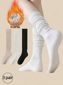 3/2/1 Pair, Women's Mid Tube Socks, Women's Pile Socks, Preferred Fabric/Soft Breathable/Simple/Comfortable/Breathable, Suitable For Pairing With Knee High Boots/Flat Shoes/Clothes/Skirts, Women's Calf Socks, Women's Short Socks, Suitable For Family Gatherings And Outdoor Dates, Suitable For Relaxing At Home/Shopping/Outdoor Dates/Walking And Other Light Sports, Can Be Used As Gifts For Holidays Such As Christmas/Valentine's Day/Thanksgiving - Multicolor - View 11