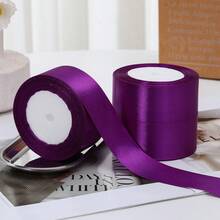 1 Cuộn Ruy Băng Satin Rộng 0,6cm/4cm Dùng Làm Nơ, Trang Trí Bánh, Gói Quà, - Màu tím - Xem 7