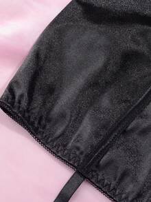 Conjunto de lingerie feminina sexy bordada, 2 peças, para festa, fantasia, com sutiã de liga transparente em tule.