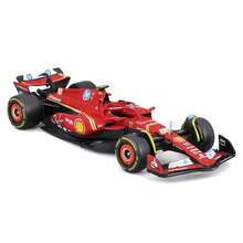 BURAGO 1:43 比例 2024 法拉利 SF24 F1 一级方程式赛车合金模型车，发条驱动，耐候塑料材质，按钮操作，收藏级玩具车 - 55號 - 查看 6